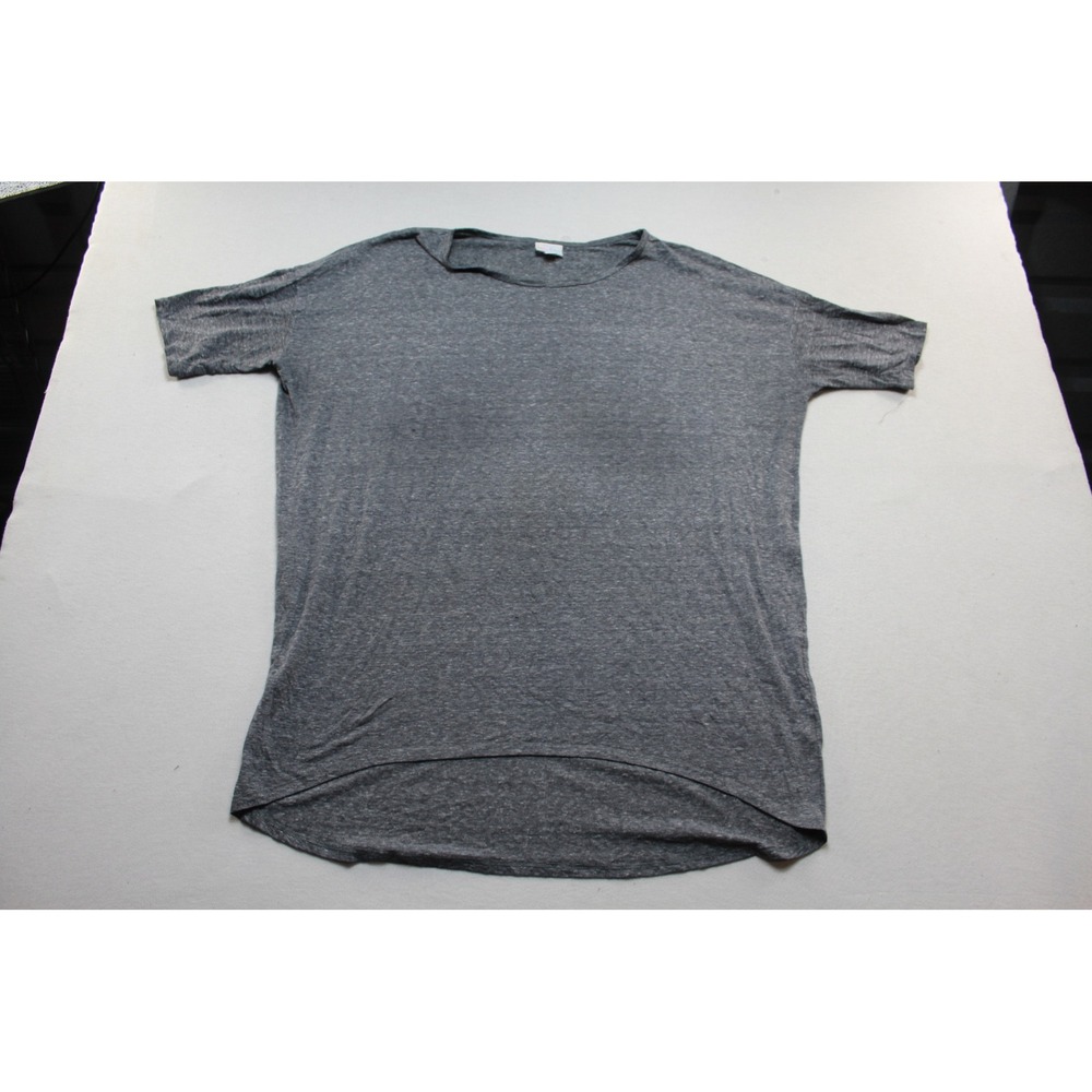 LuLaRoe Irma T-Shirt Men Medium Charcoal Grey Excellent High-Low Hem Heathered